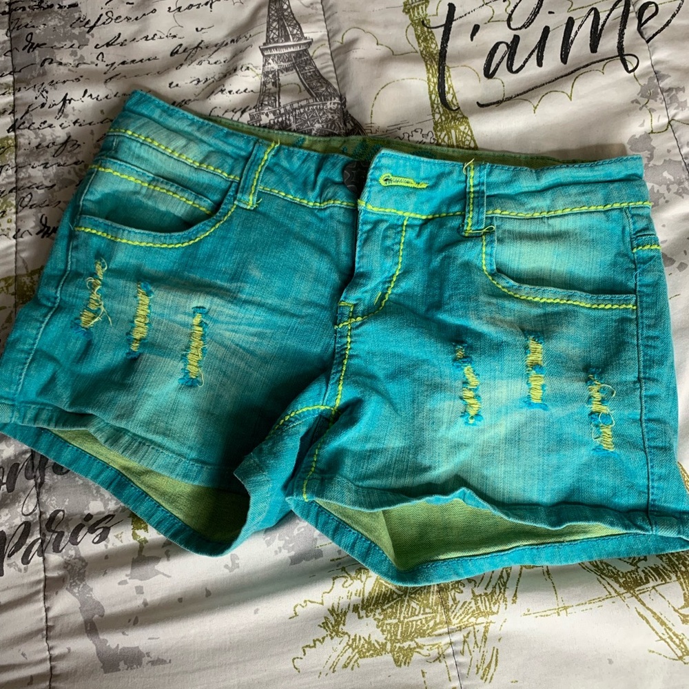 Very cute Blue and green jean shorts